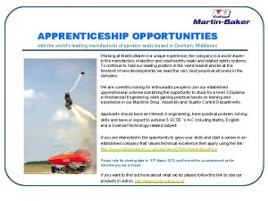 APPRENTICESHIP OPPORTUNITIES with the worlds leading manufacturer of