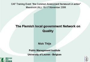 CAF Training Event the Common Assessment framework in