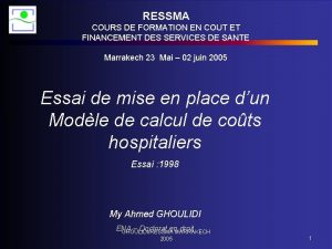 RESSMA COURS DE FORMATION EN COUT ET FINANCEMENT