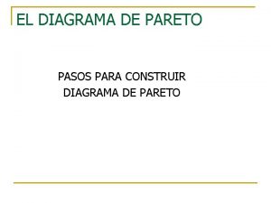 EL DIAGRAMA DE PARETO PASOS PARA CONSTRUIR DIAGRAMA