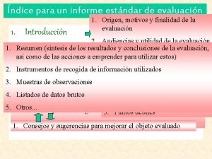 ndice para un informe estndar de evaluacin 1