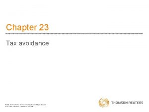 Chapter 23 Tax avoidance 2020 Thomson Reuters Professional