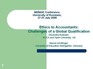 MOSAIC Conference University of Konstanz 27 31 July