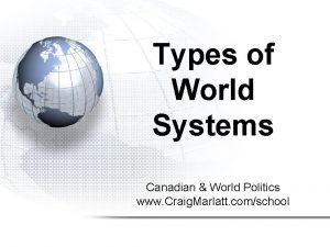 Types of World Systems Canadian World Politics www