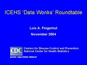 ICEHS Data Wonks Roundtable Lois A Fingerhut November
