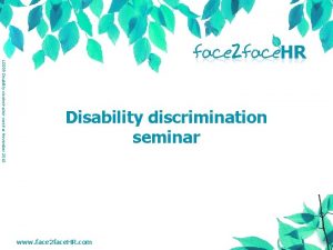 LD 039 Disability discrimination seminar November 2018 Disability