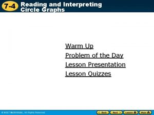 and Interpreting 7 4 Reading Circle Graphs Warm