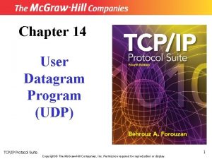 Chapter 14 User Datagram Program UDP 1 TCPIP