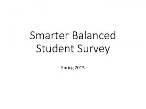 Smarter Balanced Student Survey Spring 2015 Number of