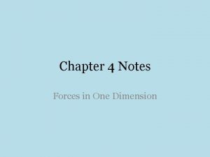 Chapter 4 Notes Forces in One Dimension Objectives