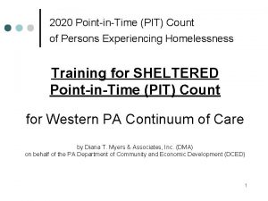 2020 PointinTime PIT Count of Persons Experiencing Homelessness