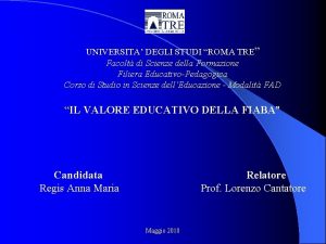 UNIVERSITA DEGLI STUDI ROMA TRE Facolt di Scienze