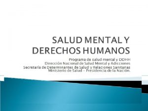 SALUD PUBLICA ley nacional de salud mental y