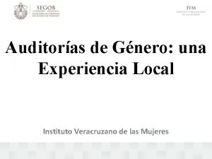 Auditoras de Gnero una Experiencia Local Instituto Veracruzano