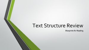 Text Structure Review Blueprints for Reading Text Structure