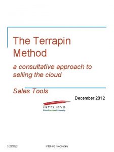 The Terrapin Method a consultative approach to selling