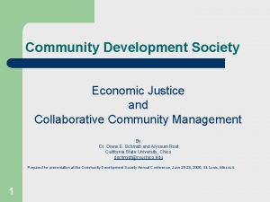 Community Development Society Economic Justice and Collaborative Community