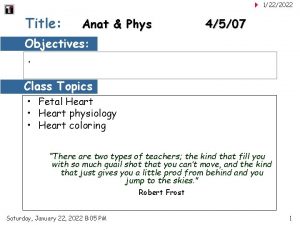 1222022 Title Anat Phys 4507 Objectives Class Topics