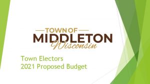 Town Electors 2021 Proposed Budget 2021 Proposed Budget