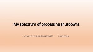 My spectrum of processing shutdowns ACTIVITY C YOUR