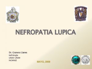 NEFROPATIA LUPICA Dr Granera Llanes Nefrologa UNANUNAM INCMNSZ