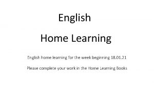English Home Learning English home learning for the