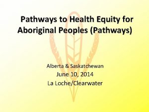 Pathways to Health Equity for Aboriginal Peoples Pathways