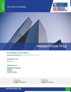 INDUSTRIAL PRESENTATION NAME PRESENTATION TITLE Presentation Information PREPARED