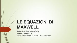 LE EQUAZIONI DI MAXWELL Elaborato di Matematica e