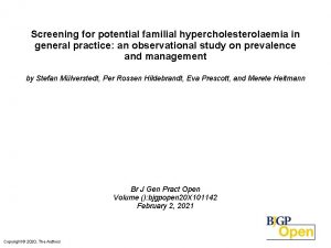 Screening for potential familial hypercholesterolaemia in general practice
