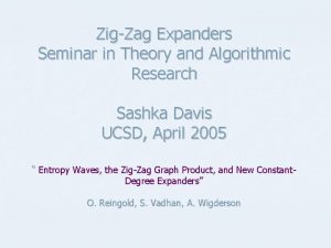 ZigZag Expanders Seminar in Theory and Algorithmic Research