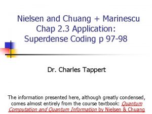 Nielsen and Chuang Marinescu Chap 2 3 Application