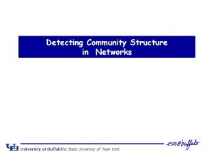 Detecting Community Structure in Networks University at Buffalo