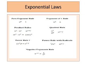 Exponential Laws Exponential Laws In your text do