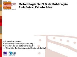 Metodologia Sci ELO de Publicao Eletrnica Estado Atual