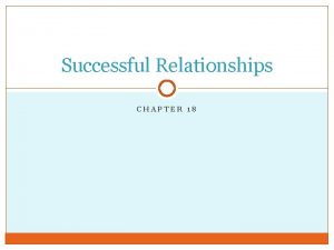 Successful Relationships CHAPTER 18 Types of Relationships Personal