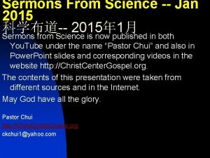 Sermons From Science Jan 2015 2015 1 Sermons