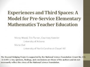 Experiences and Third Spaces A Model for PreService