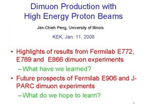 Dimuon Production with High Energy Proton Beams JenChieh