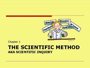 Chapter 1 THE SCIENTIFIC METHOD AKA SCIENTIFIC INQUIRY