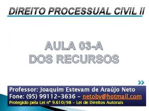 DIREITO PROCESSUAL CIVIL II AULA 03 A DOS