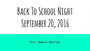 Back To School Night September 20 2016 Mrs