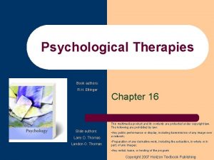 Psychological Therapies Book authors R H Ettinger Chapter