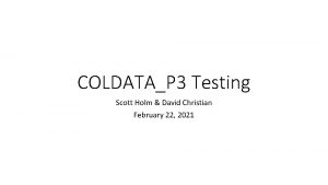 COLDATAP 3 Testing Scott Holm David Christian February