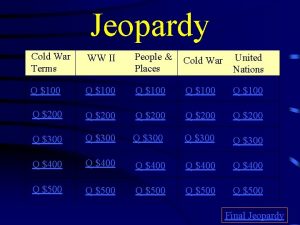 Jeopardy Cold War Terms WW II People Places