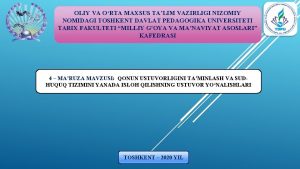 OLIY VA ORTA MAXSUS TALIM VAZIRLIGI NIZOMIY NOMIDAGI