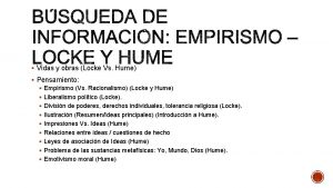 Vidas y obras Locke Vs Hume Pensamiento Empirismo