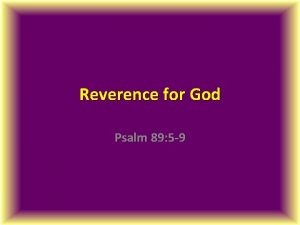 Reverence for God Psalm 89 5 9 Psalm