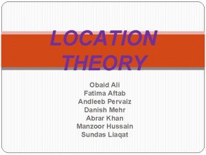 LOCATION THEORY Obaid Ali Fatima Aftab Andleeb Pervaiz