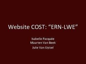 Website COST ERNLWE Isabelle Pacque Maarten Van Beek